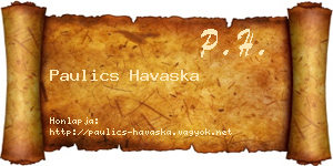 Paulics Havaska névjegykártya